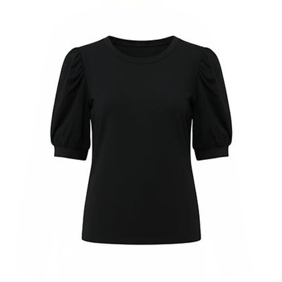 POMANDER PLACE Black Vesty Puff Short Sleeve Crewneck Size L NWT - Picture 7 of 7